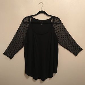 torrid black sheer raglan style shirt